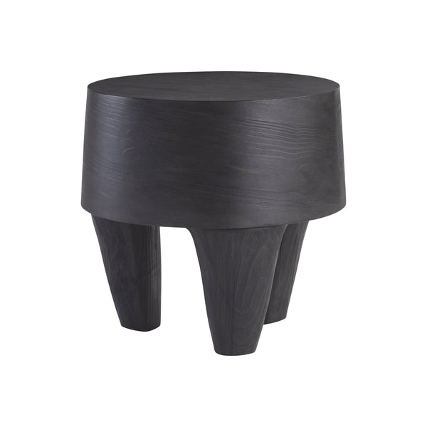 Bernhardt Bernhardt Katana Side Table Blackened Pine Finish — Sculptural Round Top, Angled Legs, Durable Grain 426125