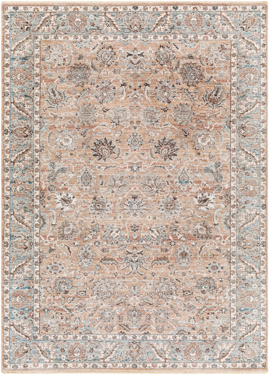 Carlisle CSI-2300 8'10" x 12'6" Machine Woven Rug CSI2300-810126  Mauve, Pale Blue, Ivory, Denim, Light Gray, Rust Surya