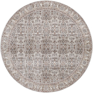 Carlisle CSI-2301 7'10" x 7'10" Round Machine Woven Rug CSI2301-710RD  Dusty Sage, Light Gray, Dusty Pink, Ivory, Pale Blue, Charcoal Surya