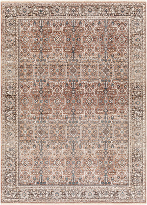 Carlisle CSI-2302 8'10" x 12'6" Machine Woven Rug CSI2302-810126  Dusty Pink, Medium Brown, Light Gray, Pale Blue, Brown, Denim Surya