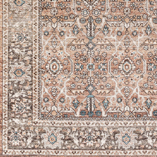 Carlisle CSI-2302 8'10" x 12'6" Machine Woven Rug CSI2302-810126  Dusty Pink, Medium Brown, Light Gray, Pale Blue, Brown, Denim Surya