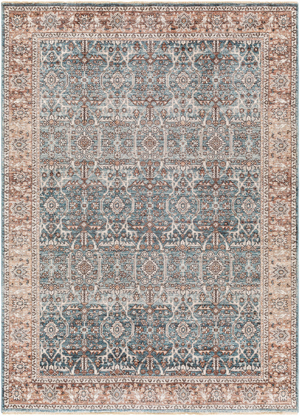 Carlisle CSI-2303 8'10" x 12'6" Machine Woven Rug CSI2303-810126  Pale Blue, Dusty Pink, Medium Brown, Cream, Charcoal Surya