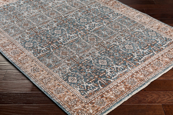 Carlisle CSI-2303 8'10" x 12'6" Machine Woven Rug CSI2303-810126  Pale Blue, Dusty Pink, Medium Brown, Cream, Charcoal Surya