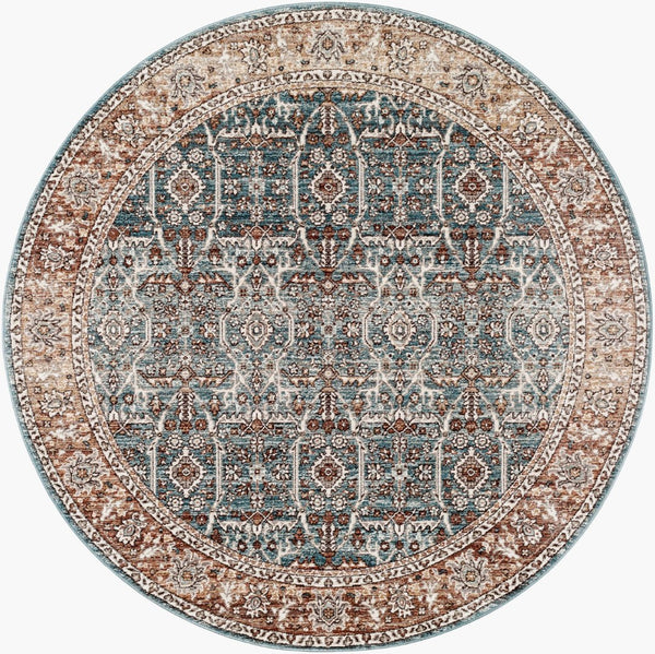 Livabliss Carlisle Traditional Polyester Runner Rug for Hallways Entryways and High Traffic Spaces Pale Blue, Dust 7'10" x 7'10" CSI2303-710RD