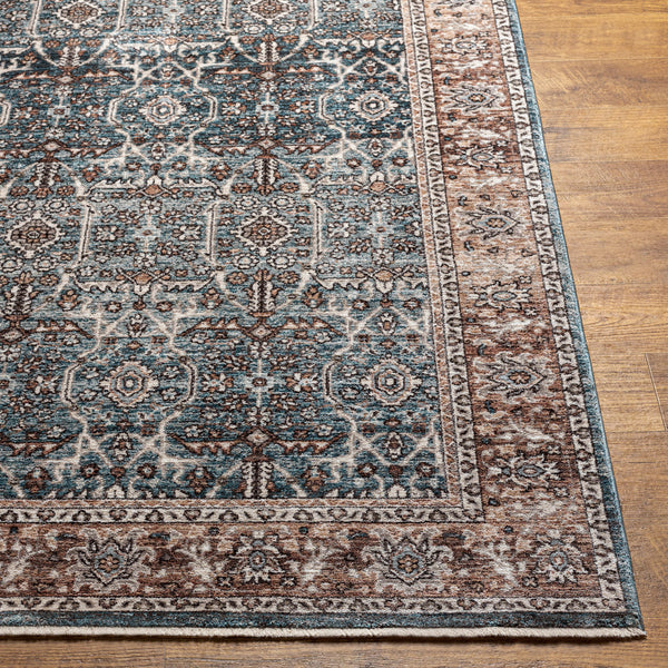 Carlisle CSI-2303 8'10" x 12'6" Machine Woven Rug CSI2303-810126  Pale Blue, Dusty Pink, Medium Brown, Cream, Charcoal Surya