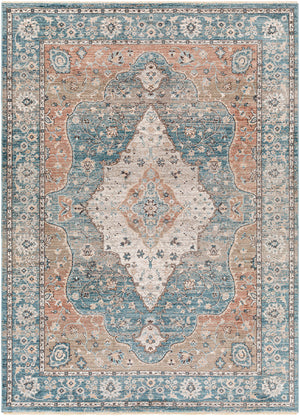 Carlisle CSI-2304 8'10" x 12'6" Machine Woven Rug CSI2304-810126  Dark Blue, Pale Blue, Light Sage, Dusty Pink, Cream, Medium Brown Surya