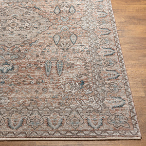 Carlisle CSI-2305 8'10" x 12'6" Machine Woven Rug CSI2305-810126  Dusty Pink, Medium Brown, Cream, Pale Blue, Dark Blue, Light Sage Surya
