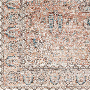 Carlisle CSI-2305 8'10" x 12'6" Machine Woven Rug CSI2305-810126  Dusty Pink, Medium Brown, Cream, Pale Blue, Dark Blue, Light Sage Surya