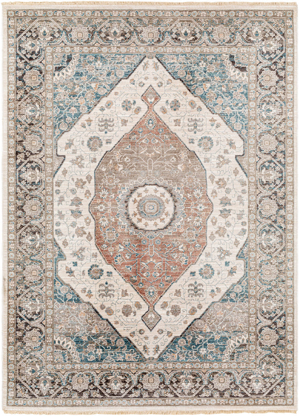 Carlisle CSI-2306 8'10" x 12'6" Machine Woven Rug CSI2306-810126  Light Sage, Pale Blue, Dusty Pink, Cream, Light Gray, Denim Surya
