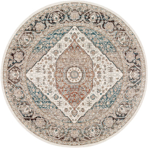Carlisle CSI-2306 7'10" x 7'10" Round Machine Woven Rug CSI2306-710RD  Light Sage, Pale Blue, Dusty Pink, Cream, Light Gray, Denim Surya