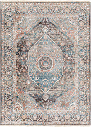 Carlisle CSI-2307 8'10" x 12'6" Machine Woven Rug CSI2307-810126  Dusty Pink, Sage, Denim, Medium Brown, Dark Brown, Light Sage Surya