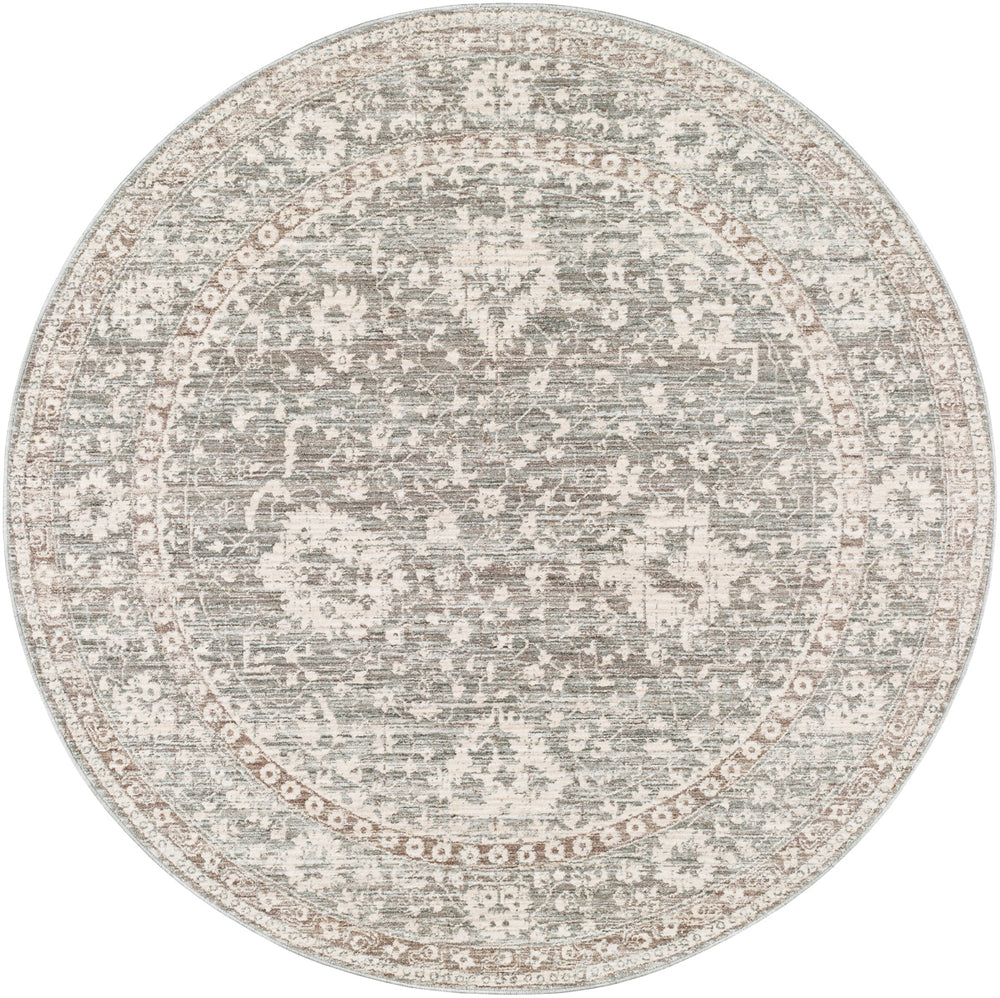 Carlisle CSI-2309 7'10" x 7'10" Round Machine Woven Rug CSI2309-710RD  Light Sage, Pale Blue, Light Gray, Ivory Surya