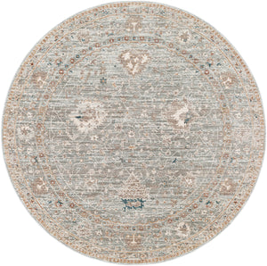Carlisle CSI-2310 7'10" x 7'10" Round Machine Woven Rug CSI2310-710RD  Seafoam, Pale Blue, Dusty Sage, Dusty Pink, Ivory, Medium Brown Surya
