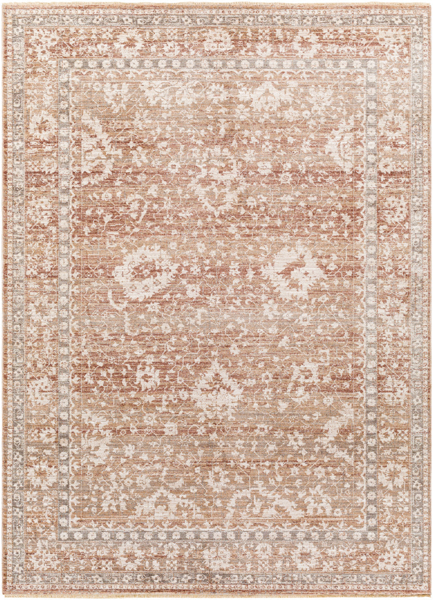 Carlisle CSI-2311 8'10" x 12'6" Machine Woven Rug CSI2311-810126  Dusty Pink, Ivory, Pale Blue, Sage, Olive, Medium Brown Surya