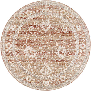 Carlisle CSI-2311 7'10" x 7'10" Round Machine Woven Rug CSI2311-710RD  Dusty Pink, Ivory, Pale Blue, Sage, Olive, Medium Brown Surya