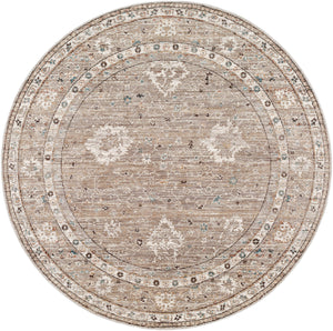 Carlisle CSI-2312 7'10" x 7'10" Round Machine Woven Rug CSI2312-710RD  Sage, Ivory, Pale Blue, Charcoal, Brown Surya