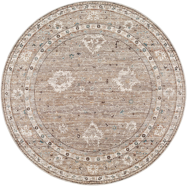 Carlisle CSI-2312 7'10" x 7'10" Round Machine Woven Rug CSI2312-710RD  Sage, Ivory, Pale Blue, Charcoal, Brown Surya