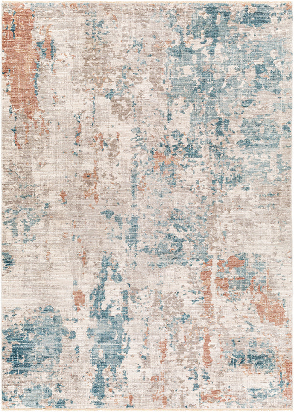 Carlisle CSI-2313 8'10" x 12'6" Machine Woven Rug CSI2313-810126  Pale Blue, Dusty Pink, Medium Brown, Cream, Charcoal Surya