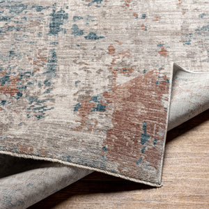 Carlisle CSI-2313 8'10" x 12'6" Machine Woven Rug CSI2313-810126  Pale Blue, Dusty Pink, Medium Brown, Cream, Charcoal Surya