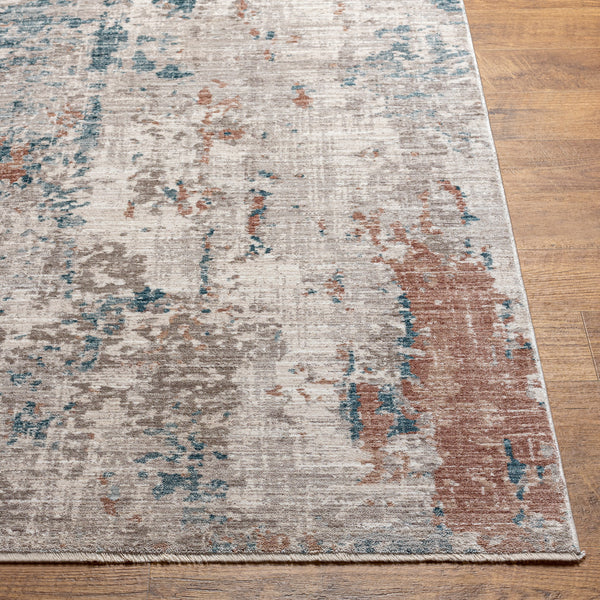 Carlisle CSI-2313 8'10" x 12'6" Machine Woven Rug CSI2313-810126  Pale Blue, Dusty Pink, Medium Brown, Cream, Charcoal Surya