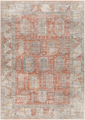 Carlisle CSI-2314 8'10" x 12'6" Machine Woven Rug CSI2314-810126  Burnt Orange, Off-White, Medium Gray, Olive, Dark Blue, Dark Brown Surya
