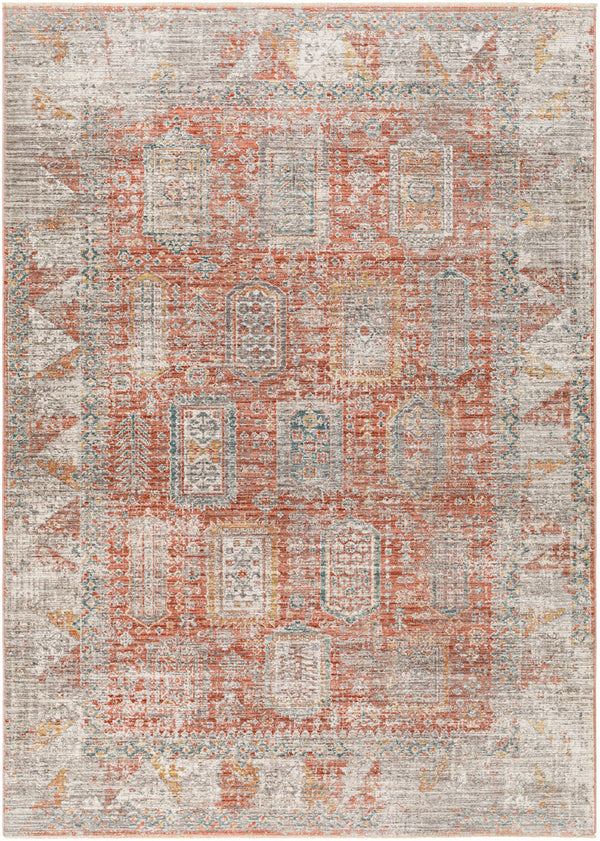 Carlisle CSI-2314 8'10" x 12'6" Machine Woven Rug CSI2314-810126  Burnt Orange, Off-White, Medium Gray, Olive, Dark Blue, Dark Brown Surya
