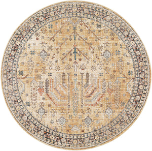 Carlisle CSI-2316 7'10" x 7'10" Round Machine Woven Rug CSI2316-710RD  Olive, Medium Gray, Off-White, Dark Brown, Dark Blue, Sage Surya
