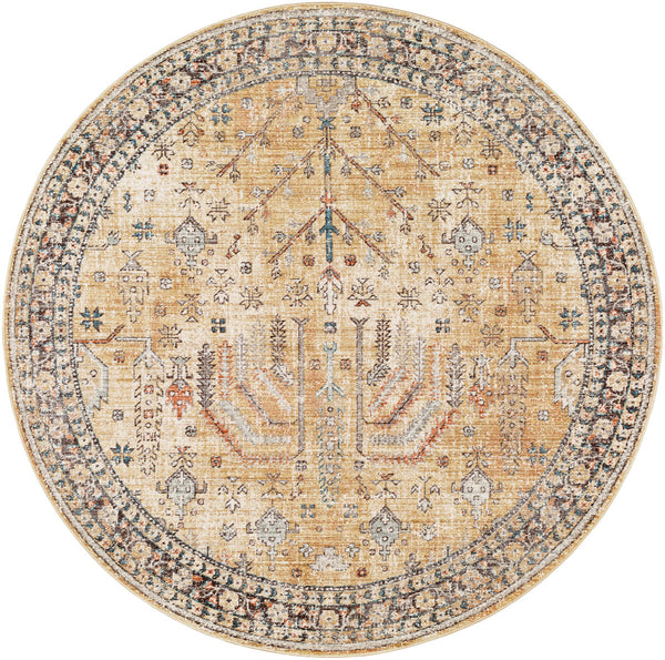 Carlisle CSI-2316 7'10" x 7'10" Round Machine Woven Rug CSI2316-710RD  Olive, Medium Gray, Off-White, Dark Brown, Dark Blue, Sage Surya