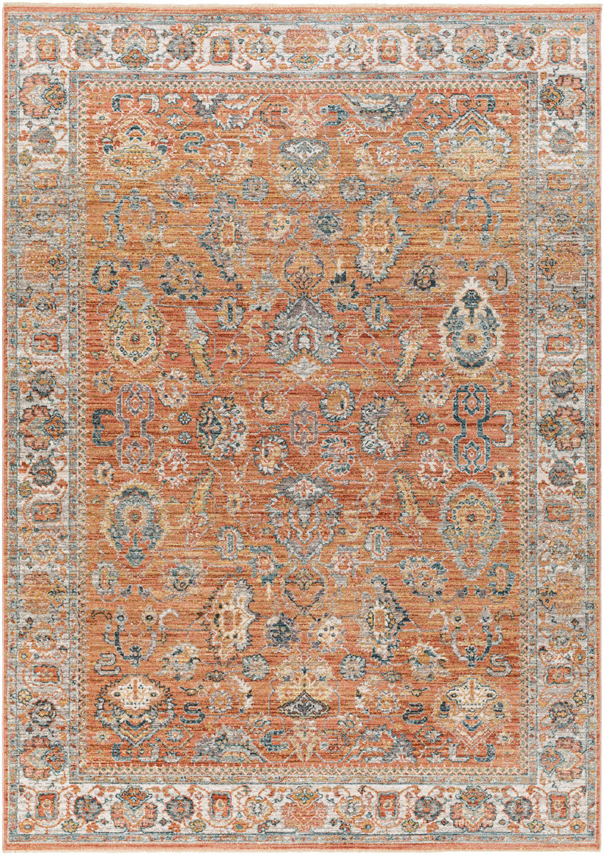 Carlisle CSI-2317 8'10" x 12'6" Machine Woven Rug CSI2317-810126  Burnt Orange, Off-White, Medium Gray, Olive, Dark Blue, Dark Brown Surya