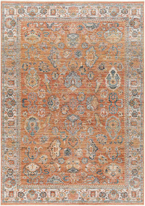 Carlisle CSI-2317 8'10" x 12'6" Machine Woven Rug CSI2317-810126  Burnt Orange, Off-White, Medium Gray, Olive, Dark Blue, Dark Brown Surya