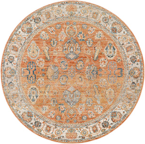 Carlisle CSI-2317 7'10" x 7'10" Round Machine Woven Rug CSI2317-710RD  Burnt Orange, Off-White, Medium Gray, Olive, Dark Blue, Dark Brown Surya