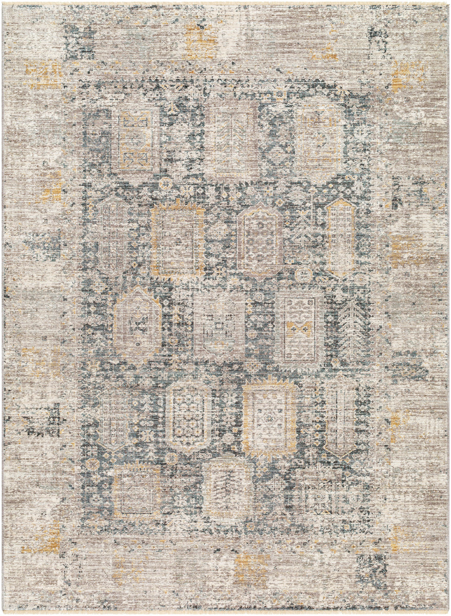 Carlisle CSI-2319 8'10" x 12'6" Machine Woven Rug CSI2319-810126  Medium Gray, Off-White, Dark Brown, Olive, Dark Blue Surya