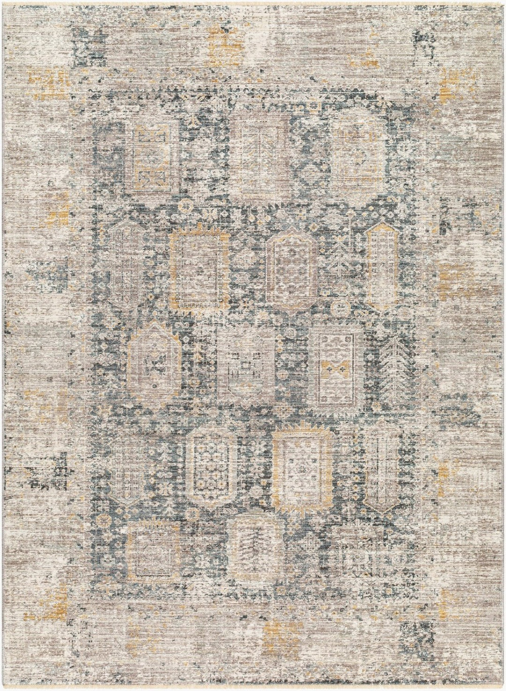 Livabliss Carlisle Traditional Fringe Runner Rug Polyester Hallway Accent with Medium Pile Medium Gray, Wh 8'10" x 12'6" CSI2319-810126