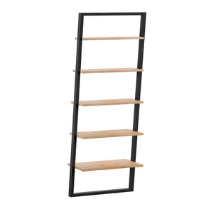 Homelegance By Top-Line Haddon Two-Tone Leaning Ladder Bookcase Oak Wood