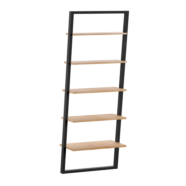 Homelegance By Top-Line Haddon Two-Tone Leaning Ladder Bookcase Oak Wood