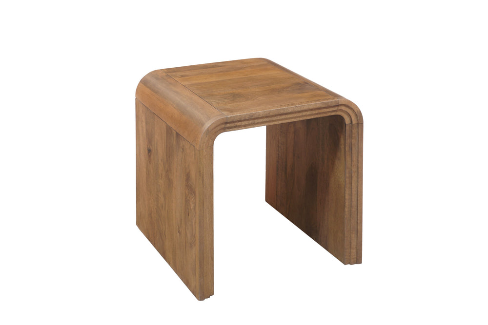 Porter Designs Porter Palencia Solid Mango Wood End Table – Stunning Waterfall Design For Organic Elegance At Home Natural Wood 05-117-07-3098