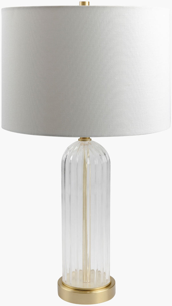 Livabliss Crassula Glass and Metal Table Lamp with Cotton Shade for Cottage Bedroom Ambiance CSL-001