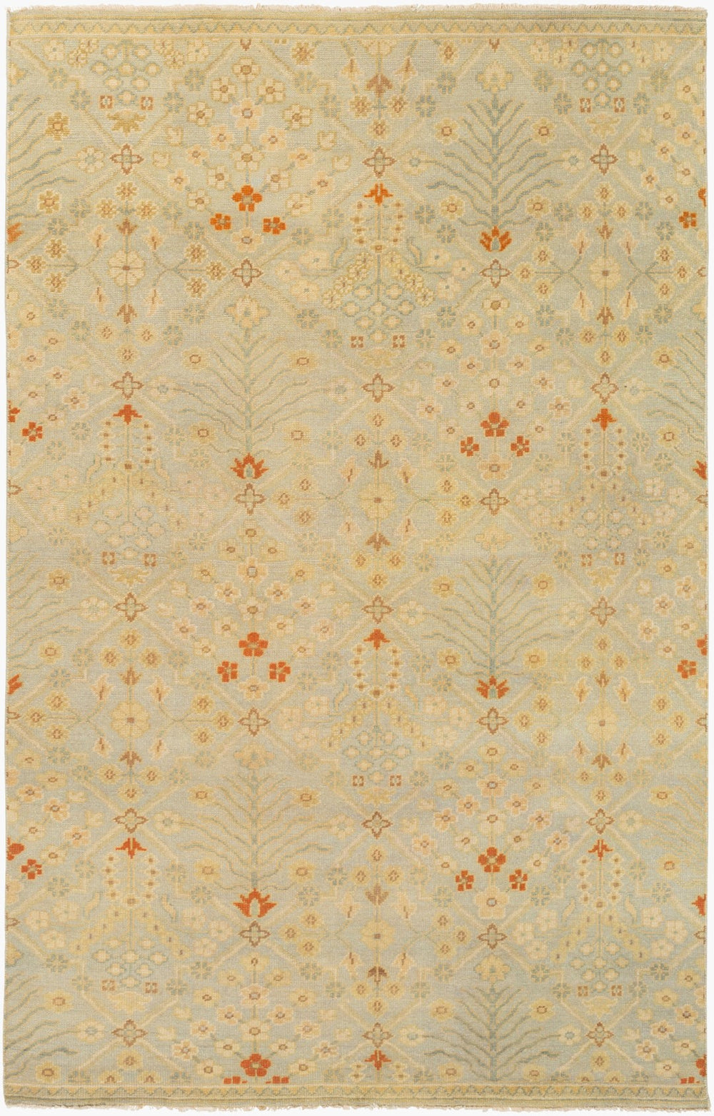 Surya Castle Handmade 2' X 3' Indian Knotted Rug - Elegant Design, Soft Medium Pile, Perfect For Home Decor Taupe Nz Wool Csl6007-69