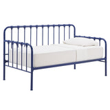 Homelegance By Top-Line Varden Metal Daybed with Lift-up Trundle Blue Metal