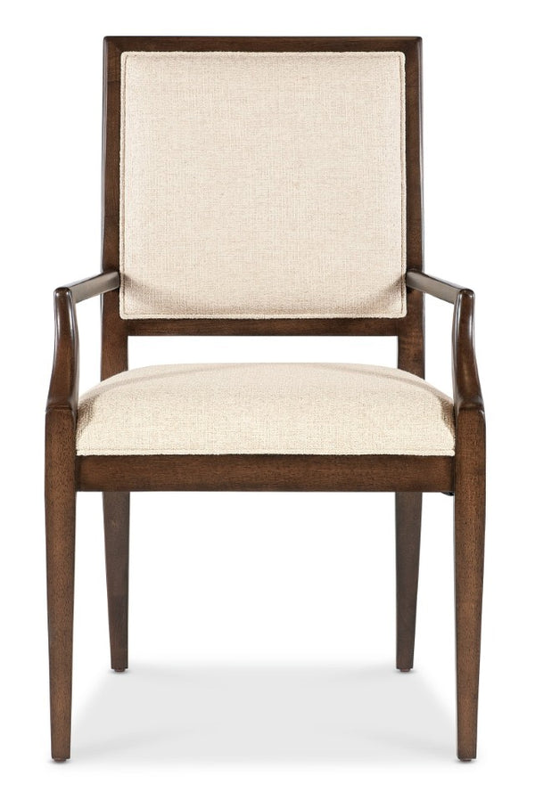Hooker Furniture Archives Upholstered Arm Chair With Figured Walnut Finish, Curate Wheat Performance Fabric, Tailored Elegance 24.75 L x 23.50W x 38.75H 6123-75400-89
