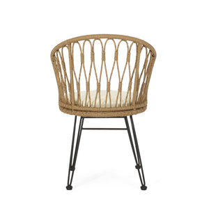 English Elm Christopher Knight Home® - TAVON Wicker Dining Chairs 2-Pack with Cushions, Light Brown PE Rattan, Hairpin Legs, Weather-Resistant Finish 71397.00