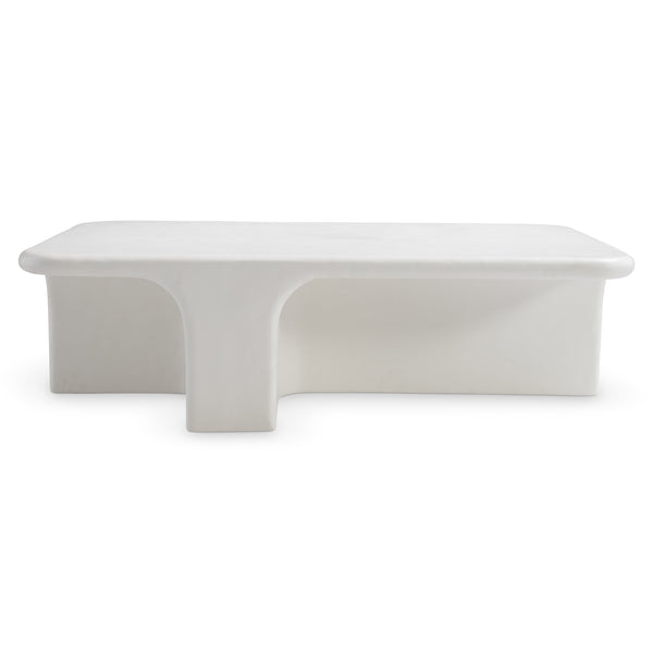Bernhardt Bernhardt Sculptural Lennox Outdoor Cocktail Table — Chalky White Grp Concrete, Durable 56" W Centerpiece X10018