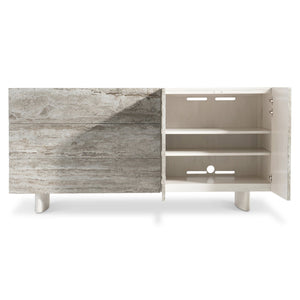 Bernhardt Bernhardt Sereno Walnut & Silver Travertine Buffet — Rustic Modern Storage, Soft-Close Drawers, 72" 329132