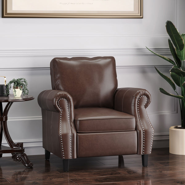 English Elm Club Chair Faux Leather Deep Seat Lounge with Dark Birch Legs for Living Room 71403.00PUDBRN