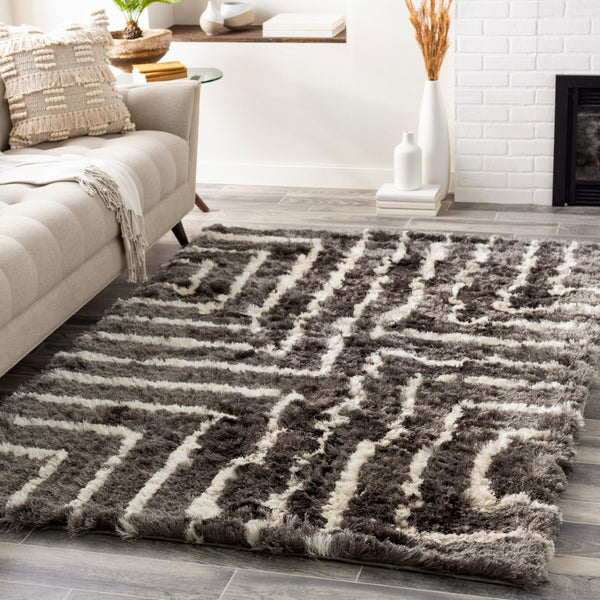 Surya Corsair 2' X 3' Handmade Area Rug – Plush Polyester With Modern Style, Easy To Clean, Versatile Decor Charcoal Polyester Csr1005-576