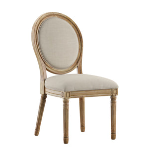 Homelegance By Top-Line Mayer Round Linen and Wood Dining Chairs (Set of 2) Beige Rubberwood