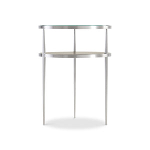 Bernhardt Bernhardt Cornelia Accent Table With Nebbia Wood Shelf, Brushed Stainless Frame & Tempered Glass Top 331123
