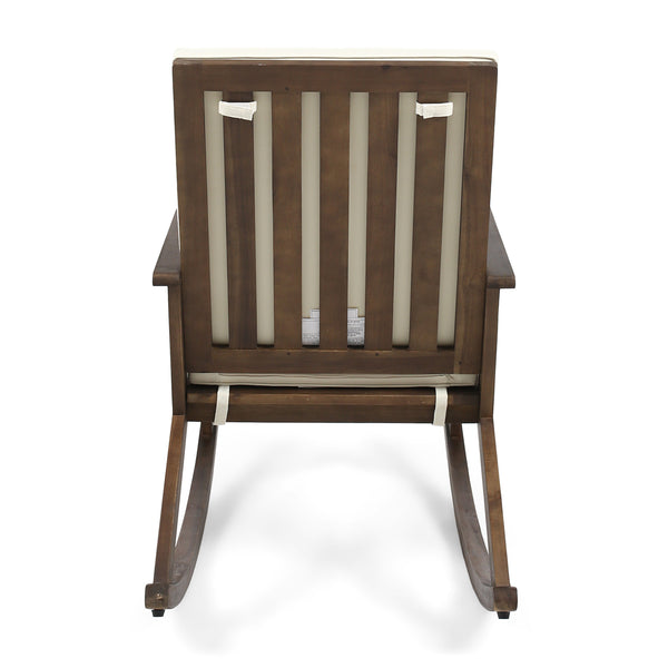 English Elm Christopher Knight Home® - GUS Acacia Wood Rocking Chair with Anti-Rollover Design, Smooth Curves for Indoor & Outdoor Comfort Brown Gray 48.25 L x 29 W x 8.5 H 62436.00DBRN