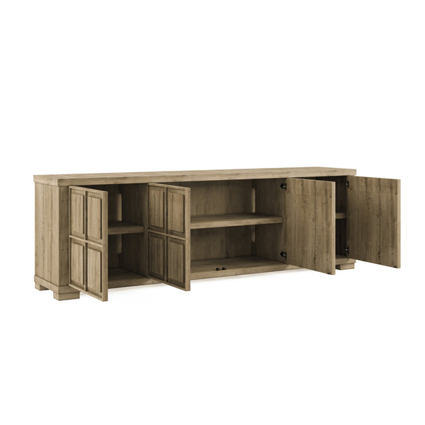 A.R.T. Furniture Garrison Entertainment Console – Casual Contemporary Design With Adjustable Shelves & Wire Management Brown Parawood Solids With Ash Embossing,White Oak Veneers 322423-1302
