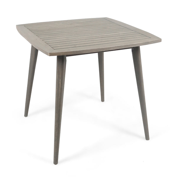 English Elm Indoor Solid Acacia Square Dining Table Mid-century Tapered Legs Teak Finish 63258.00GRY